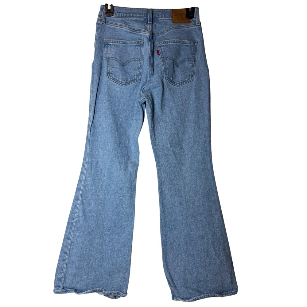 Levi's Premium 70s High Rise Flare Jeans Light Wash Distressed Sz 26x30‎ Western - Picture 2 of 8